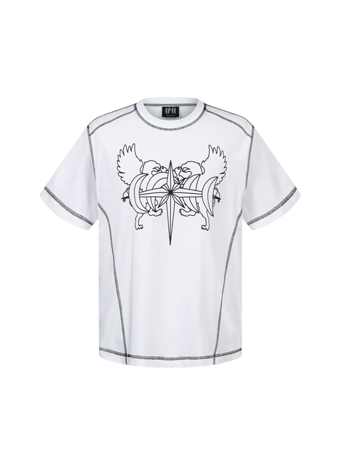 TBHNP Luminous Dawn double-headed eagle cotton t-shirt — men's streetwear graphic tee