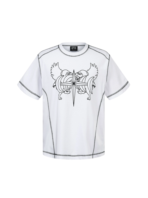 TBHNP Luminous Dawn double-headed eagle cotton t-shirt — men's streetwear graphic tee