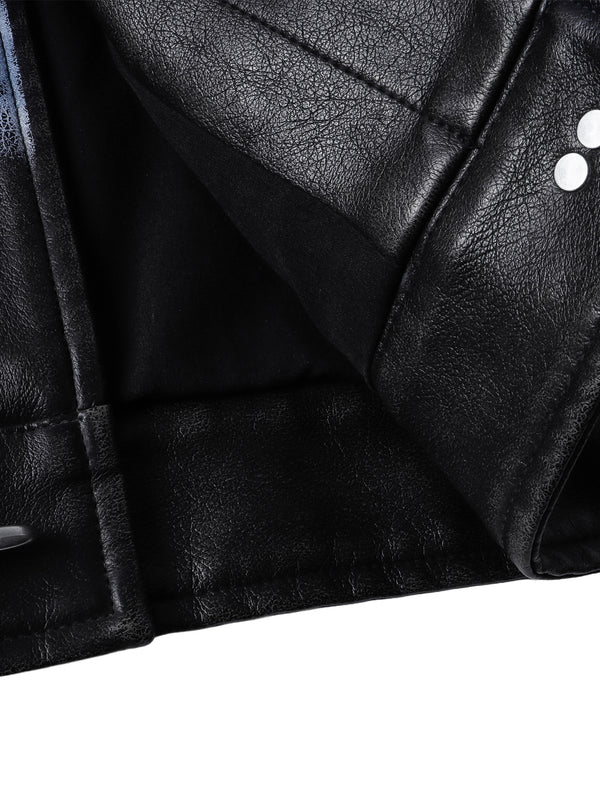 LUMINOUS DAWN KNIGHT&PEGASUS PRINTED LEATHER JACKET