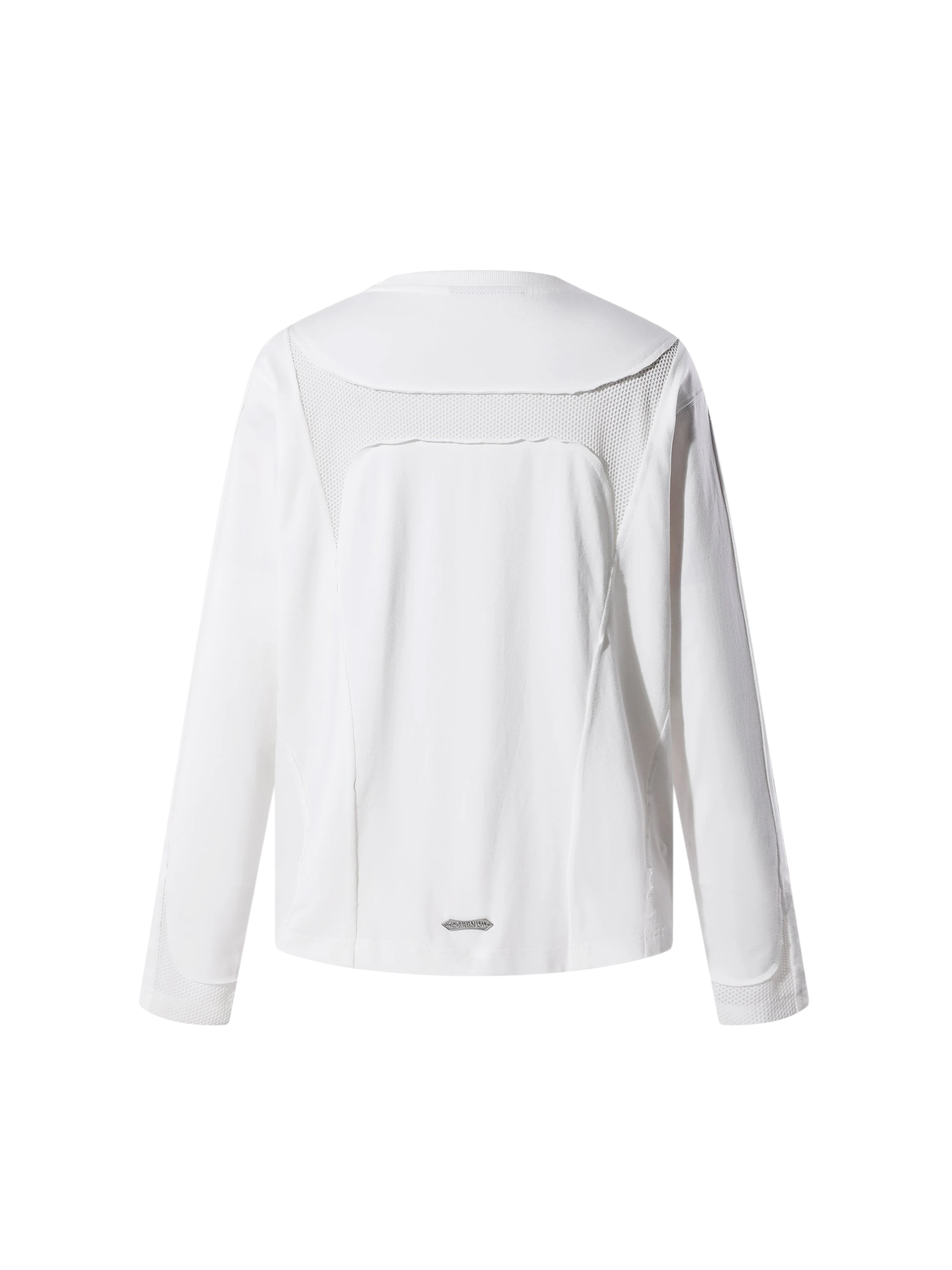 TBHNP Luminous Dawn sculpted mesh-panel long sleeve tee with metallic astral emblem — gothic streetwear