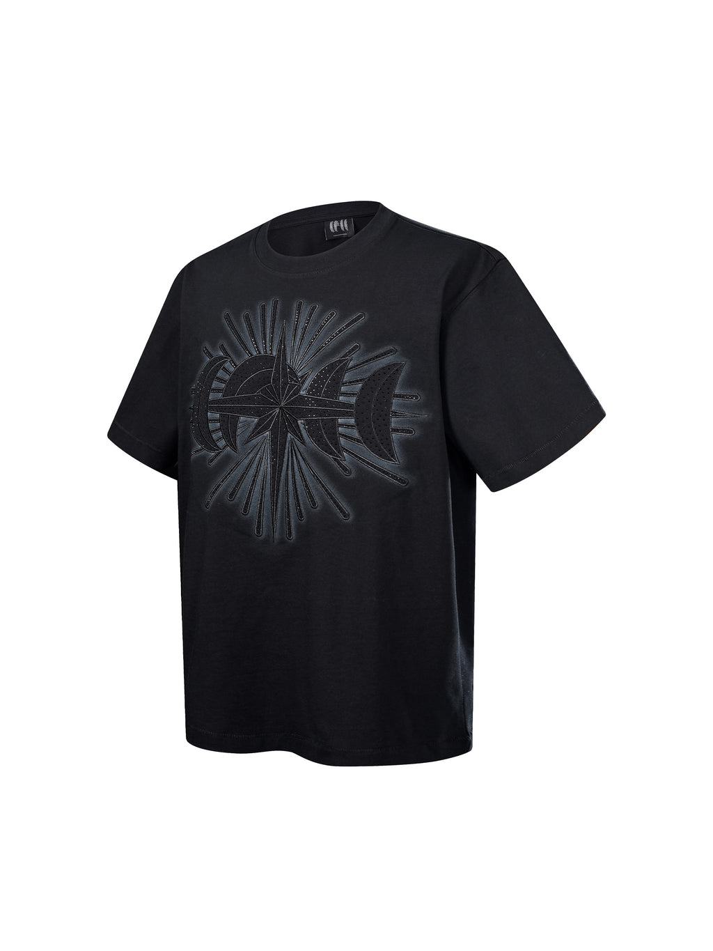 LUMINOUS DAWN STAR EMBROIDERY PATCH&RHINESTONE S/S TEE