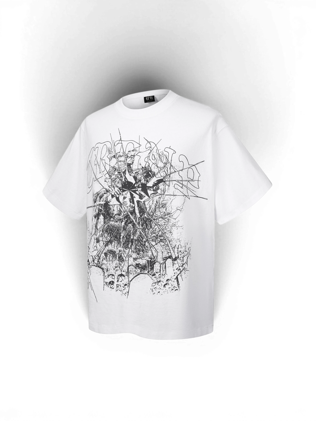 LUMINOUS DAWN BROKEN RUINS PRINT T-SHIRT