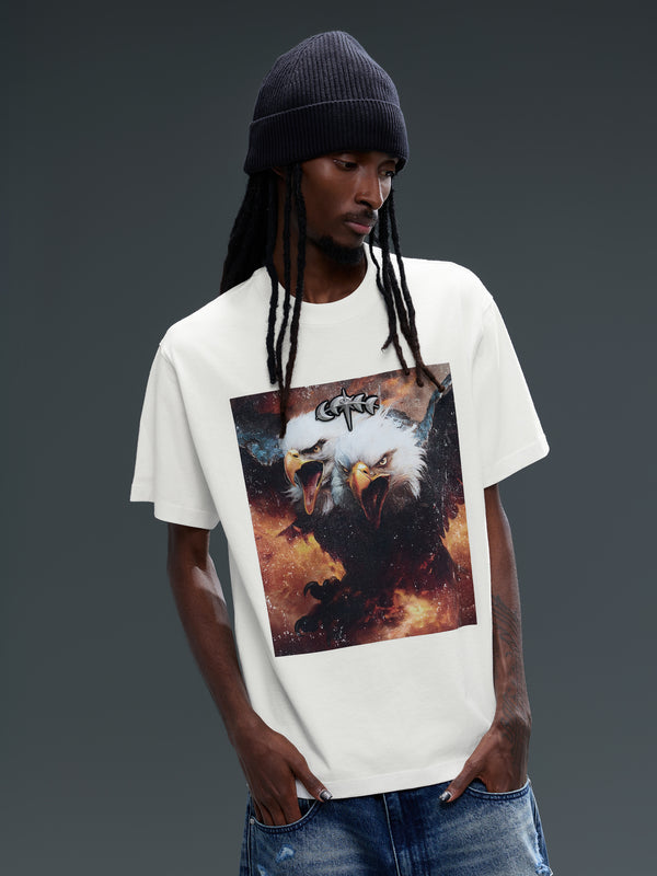 LUMINOUS DAWN DOUBLE-HEADED EAGLE PHOTO-PRINT S/S TEE