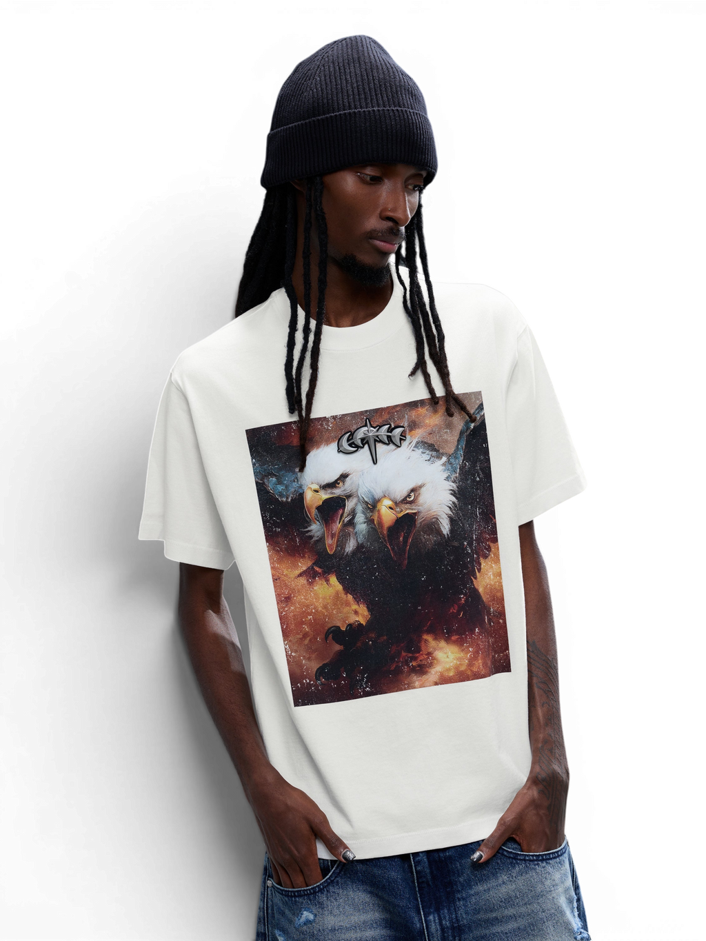 LUMINOUS DAWN DOUBLE-HEADED EAGLE PHOTO-PRINT S/S TEE