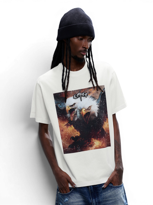 LUMINOUS DAWN DOUBLE-HEADED EAGLE PHOTO-PRINT T-SHIRT