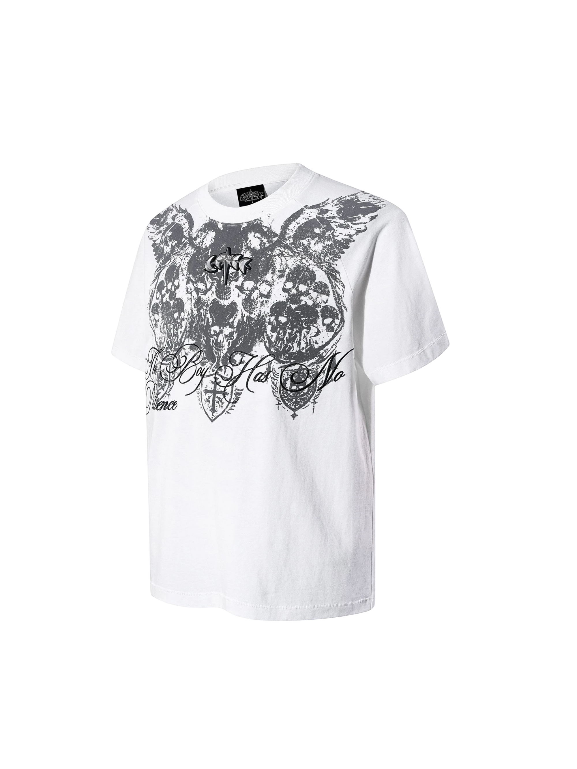 TBHNP Luminous Dawn baroque skull cotton raglan T-shirt — men's streetwear graphic tee