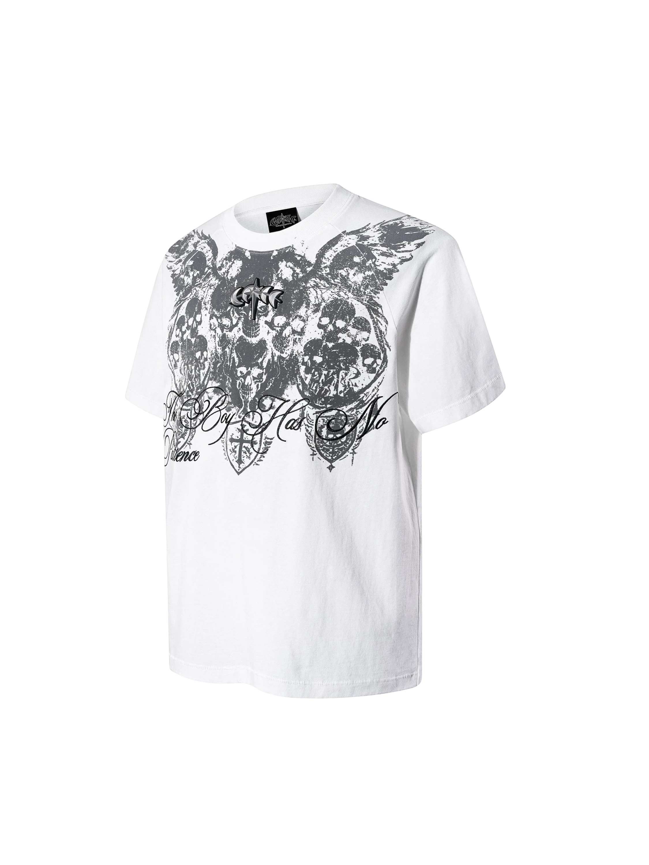 TBHNP Luminous Dawn baroque skull cotton raglan T-shirt — men's streetwear graphic tee