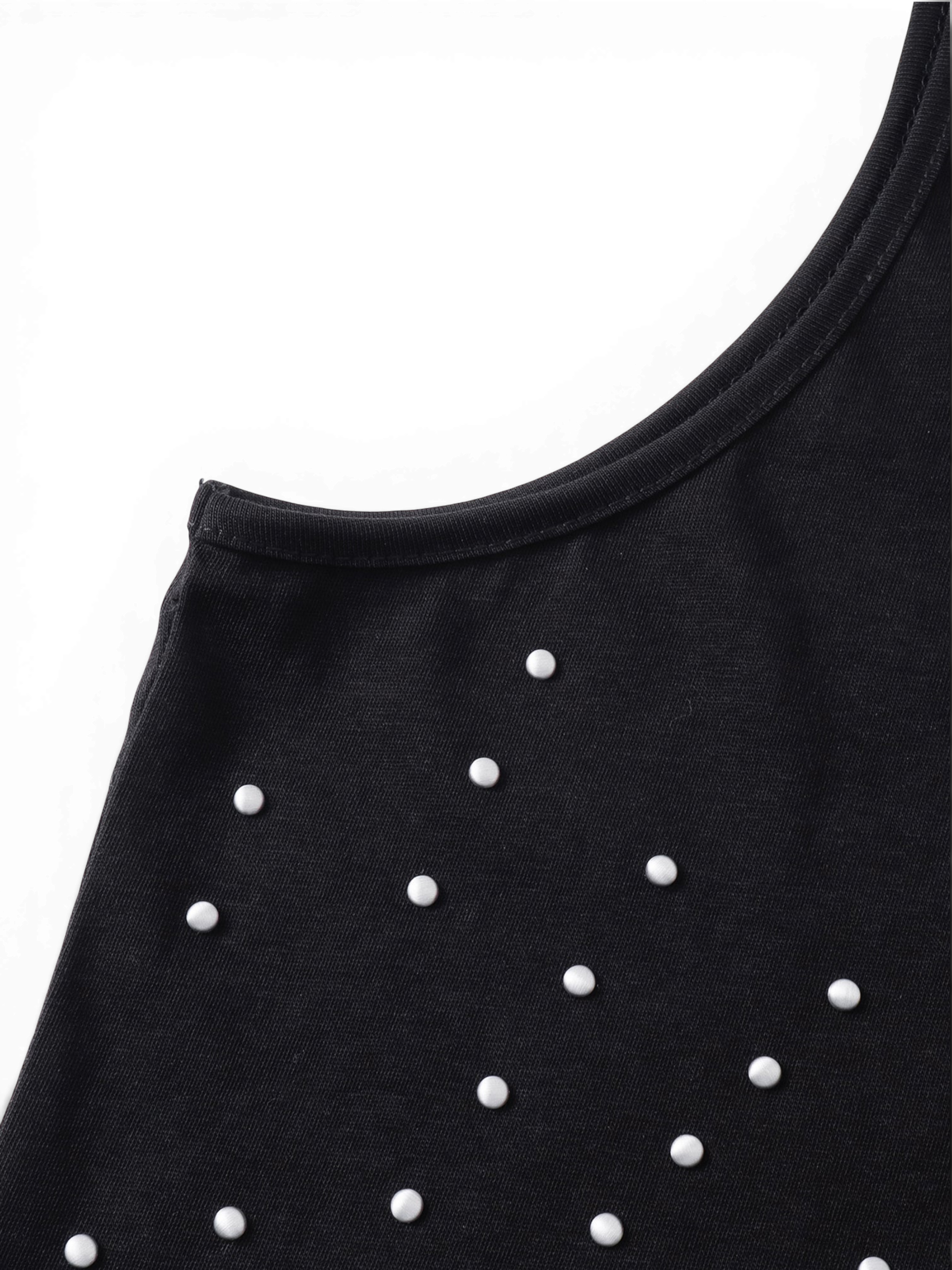TBHNP Luminous Dawn starburst rhinestone ribbed cotton tank top, black — men's streetwear sleeveless tee