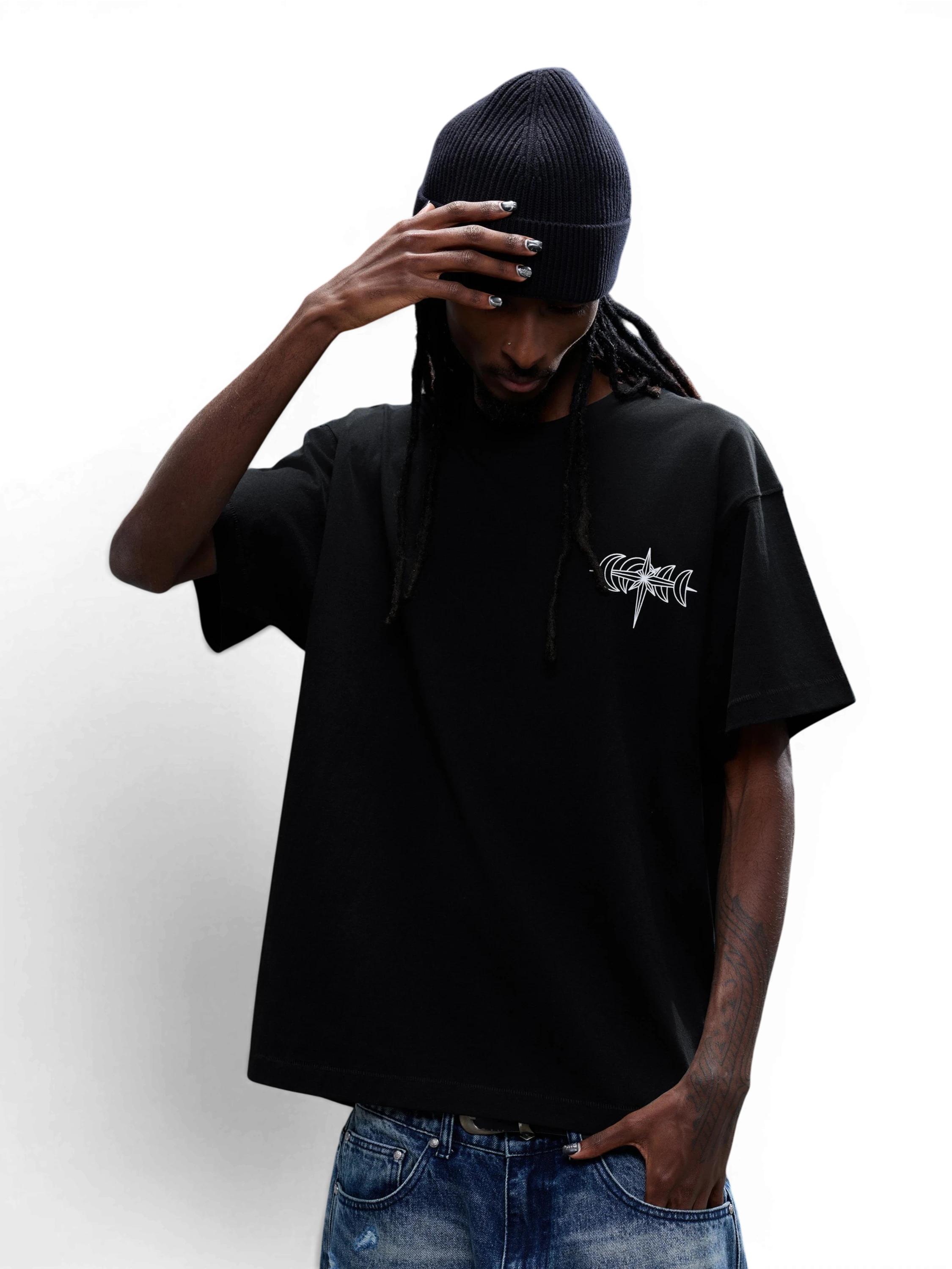 LUMINOUS DAWN SPECTER FLOCKED LOGO T-SHIRT