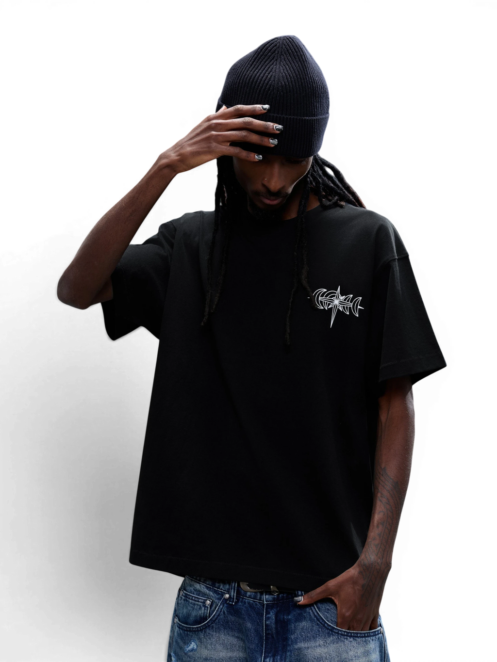 LUMINOUS DAWN SPECTER FLOCKED LOGO T-SHIRT