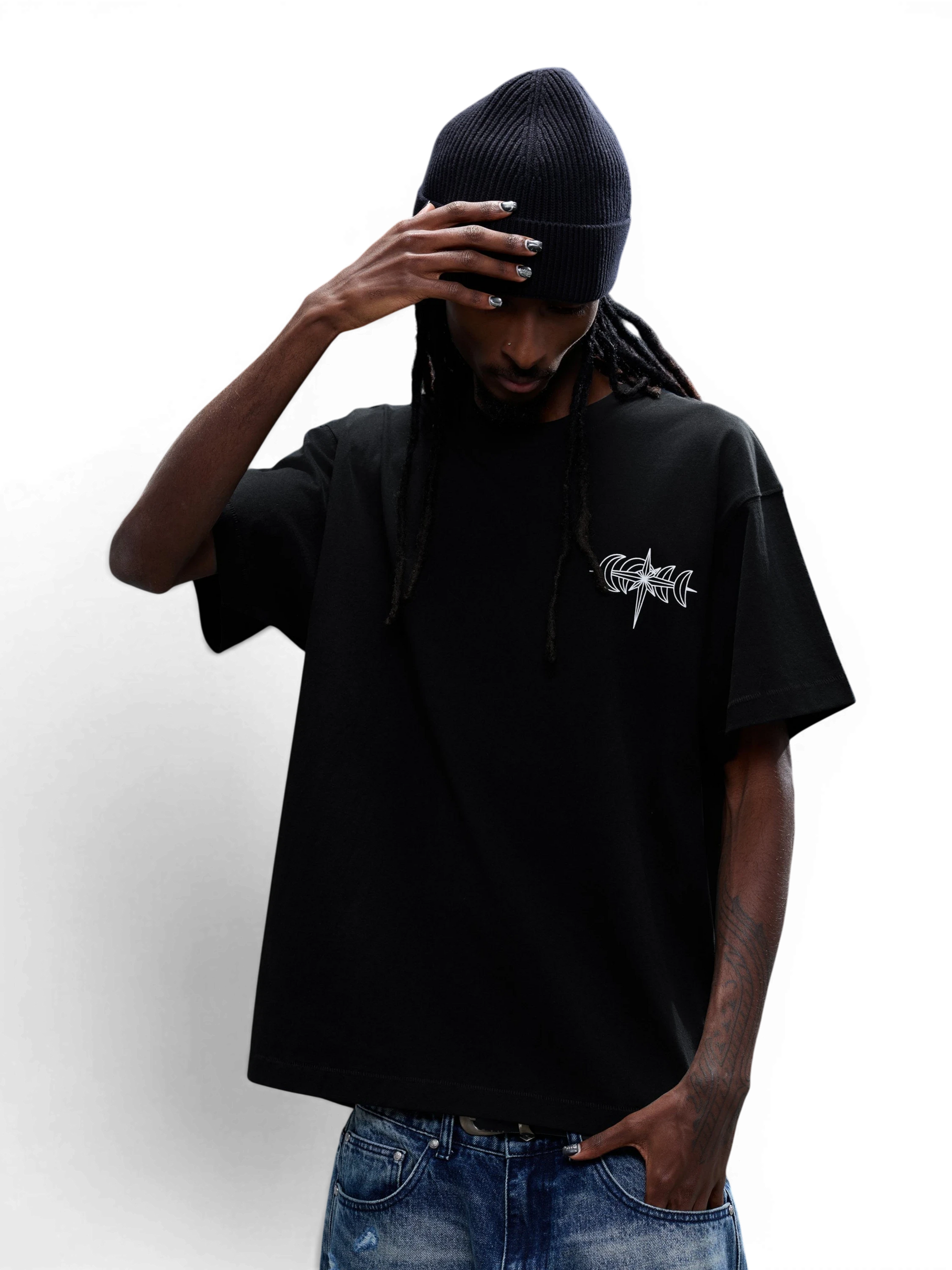 TBHNP Luminous Dawn specter flocked logo cotton t-shirt — men's streetwear graphic tee