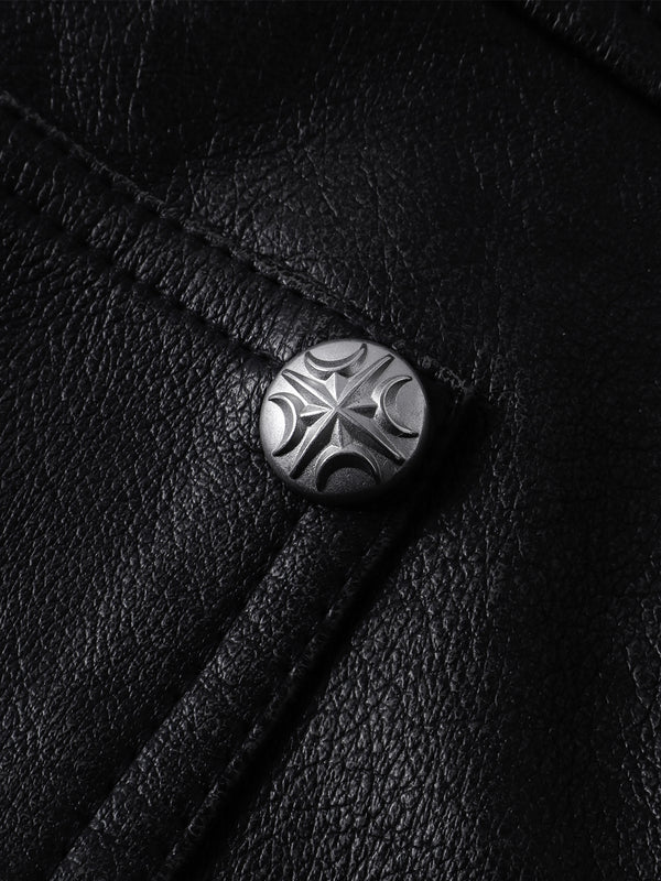 LUMINOUS DAWN KNIGHT&PEGASUS PRINTED LEATHER JACKET