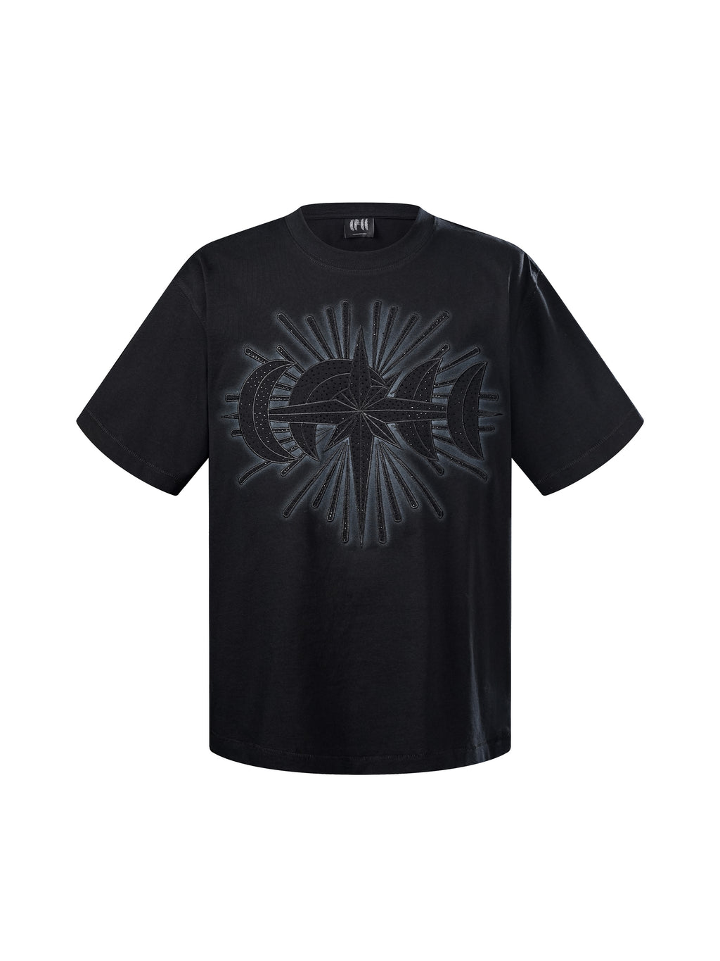 LUMINOUS DAWN STAR EMBROIDERY PATCH&RHINESTONE S/S TEE