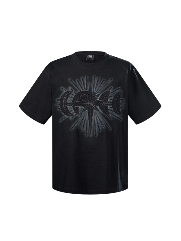 LUMINOUS DAWN STAR EMBROIDERY RHINESTONE T-SHIRT