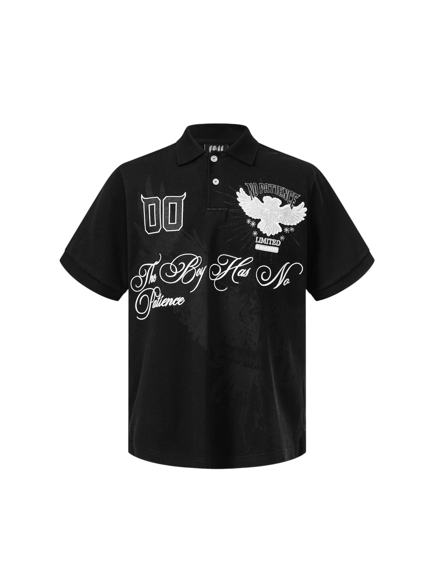 TBHNP Luminous Dawn double-headed eagle embroidered polo shirt — men's streetwear polo