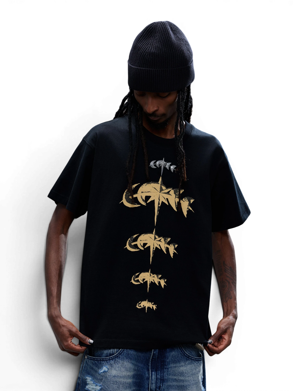 LUMINOUS DAWN FADED GOLD PRINT T-SHIRT