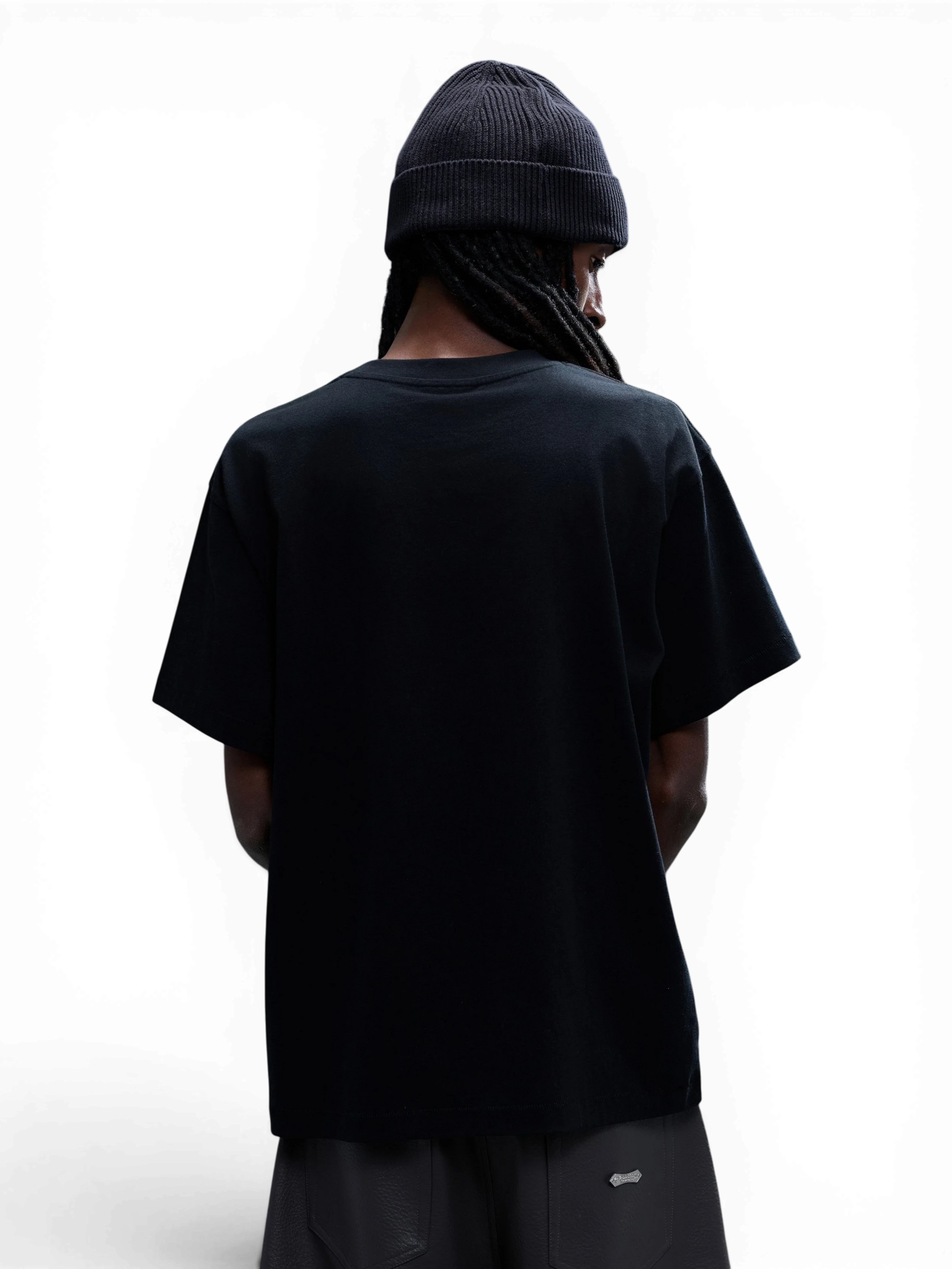 TBHNP Luminous Dawn leather patch logo cotton t-shirt, black — men's streetwear tee