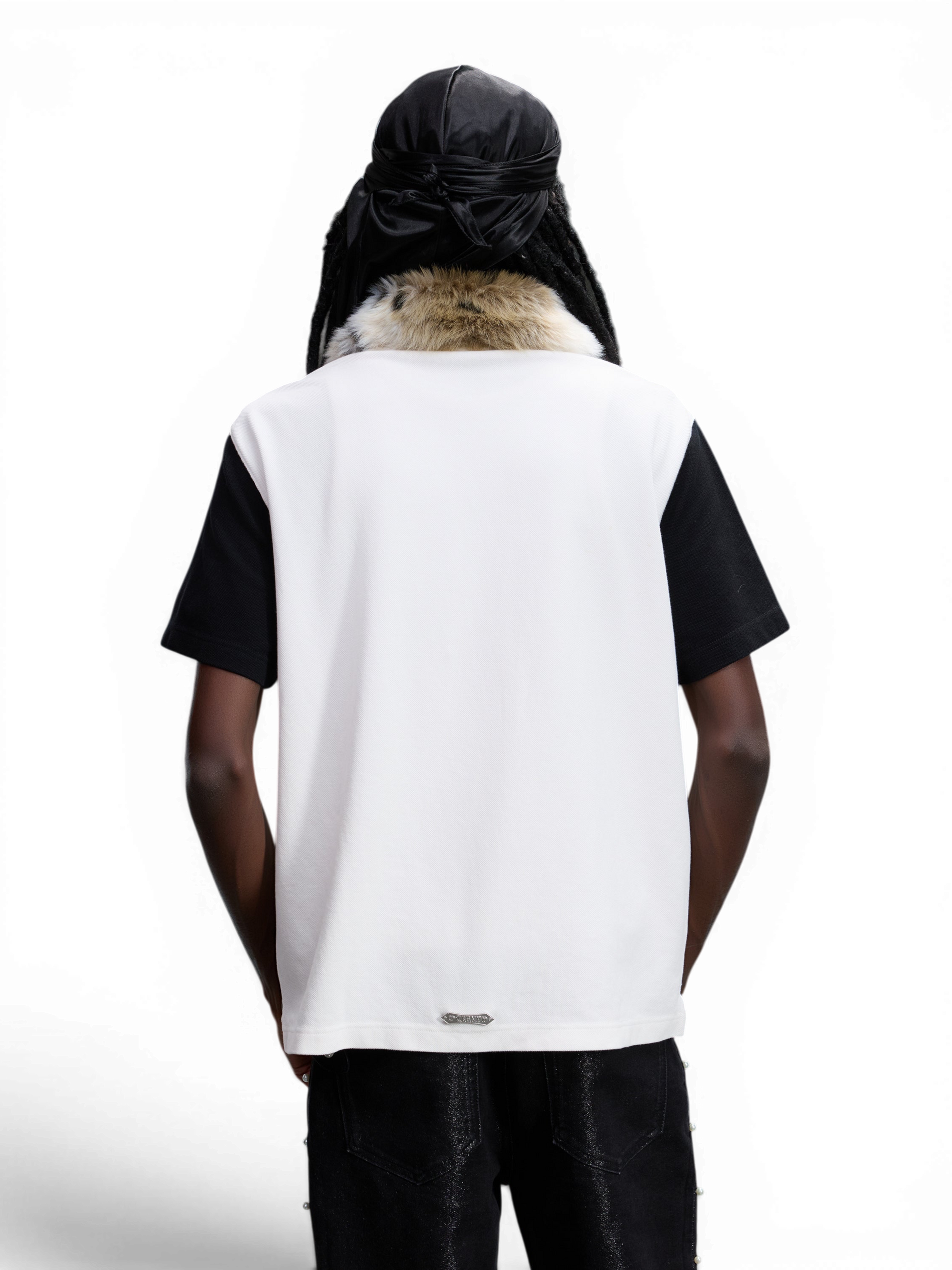 TBHNP Luminous Dawn double-headed eagle embroidered polo shirt, white — men's streetwear polo