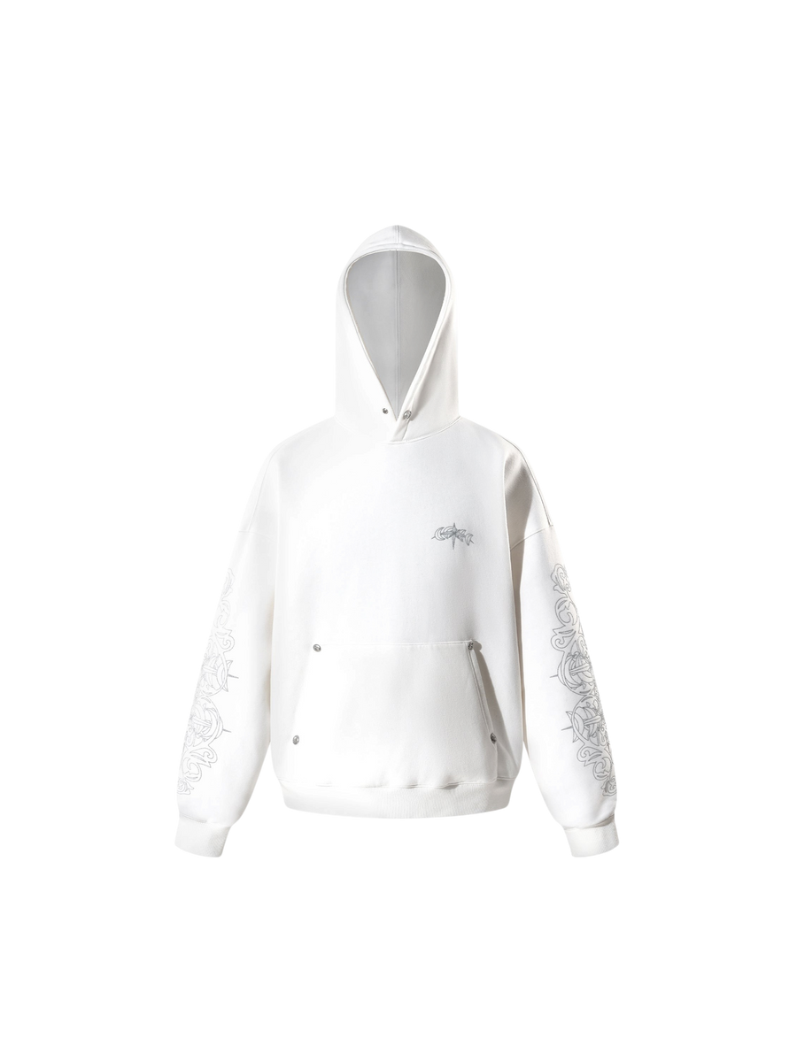 TBHNP glitter-print cotton hoodie in white — product view 1