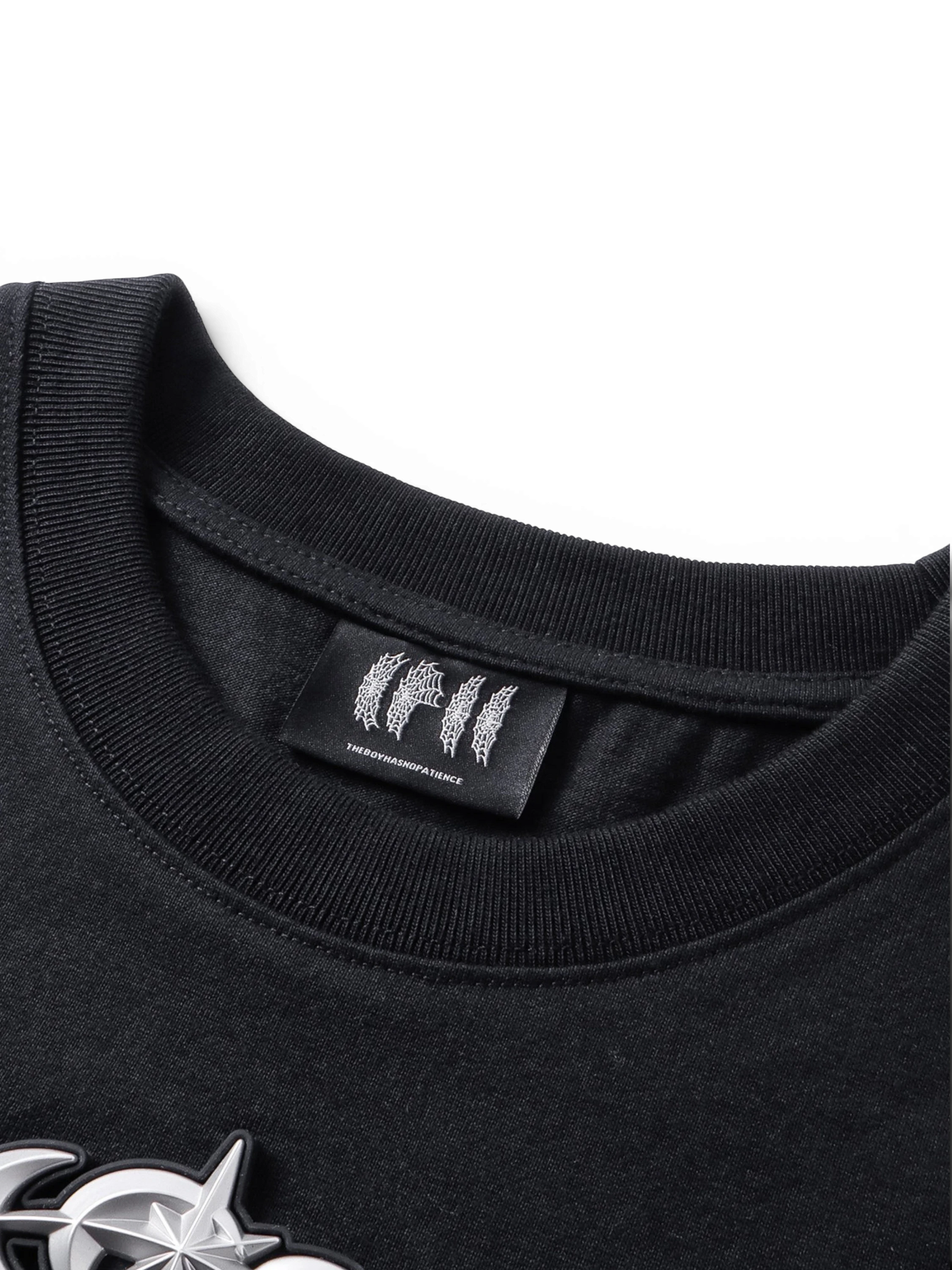 TBHNP Luminous Dawn faded gold print cotton t-shirt, black — men's streetwear graphic tee