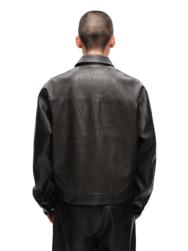 LUMINOUS DAWN KNIGHT&PEGASUS PRINTED LEATHER JACKET