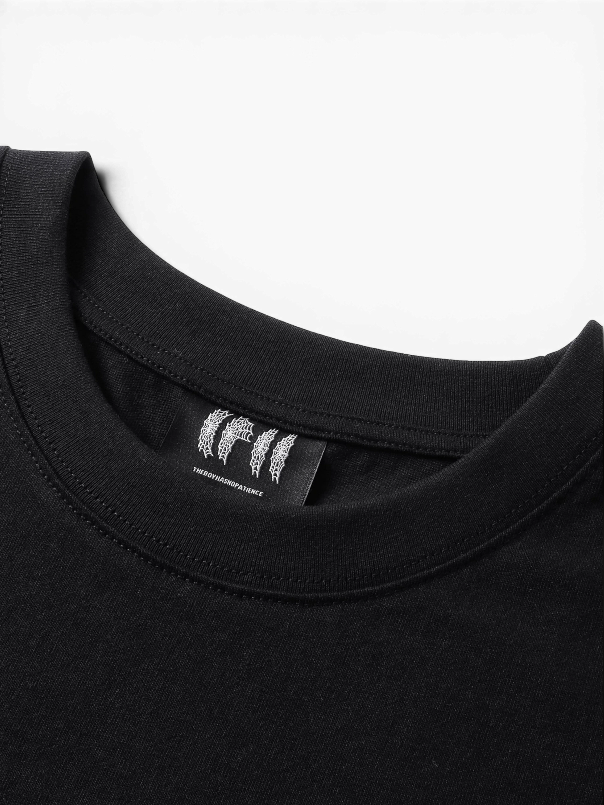 TBHNP Luminous Dawn leather patch logo cotton t-shirt, black — men's streetwear tee