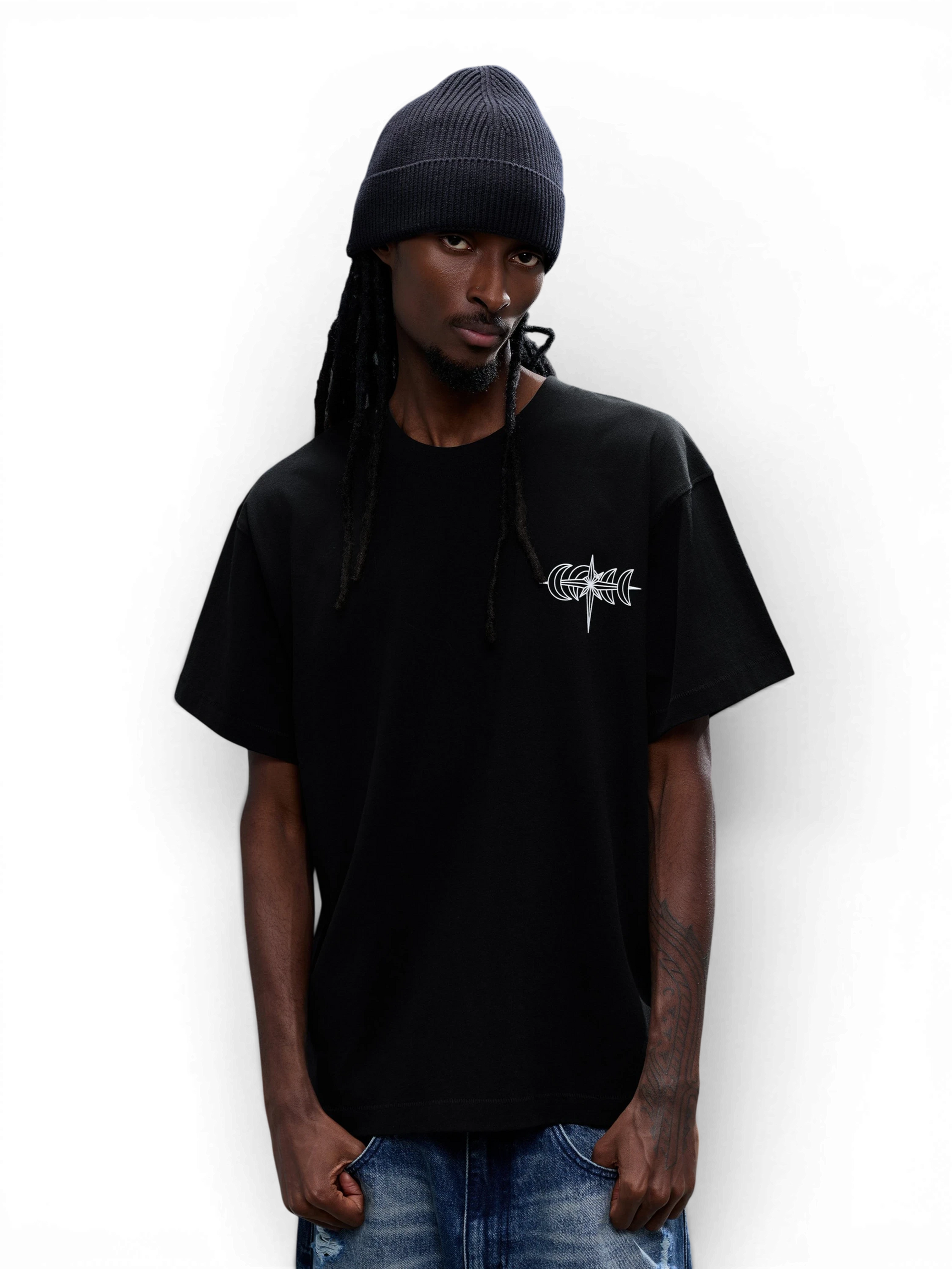 TBHNP Luminous Dawn specter flocked logo cotton t-shirt — men's streetwear graphic tee