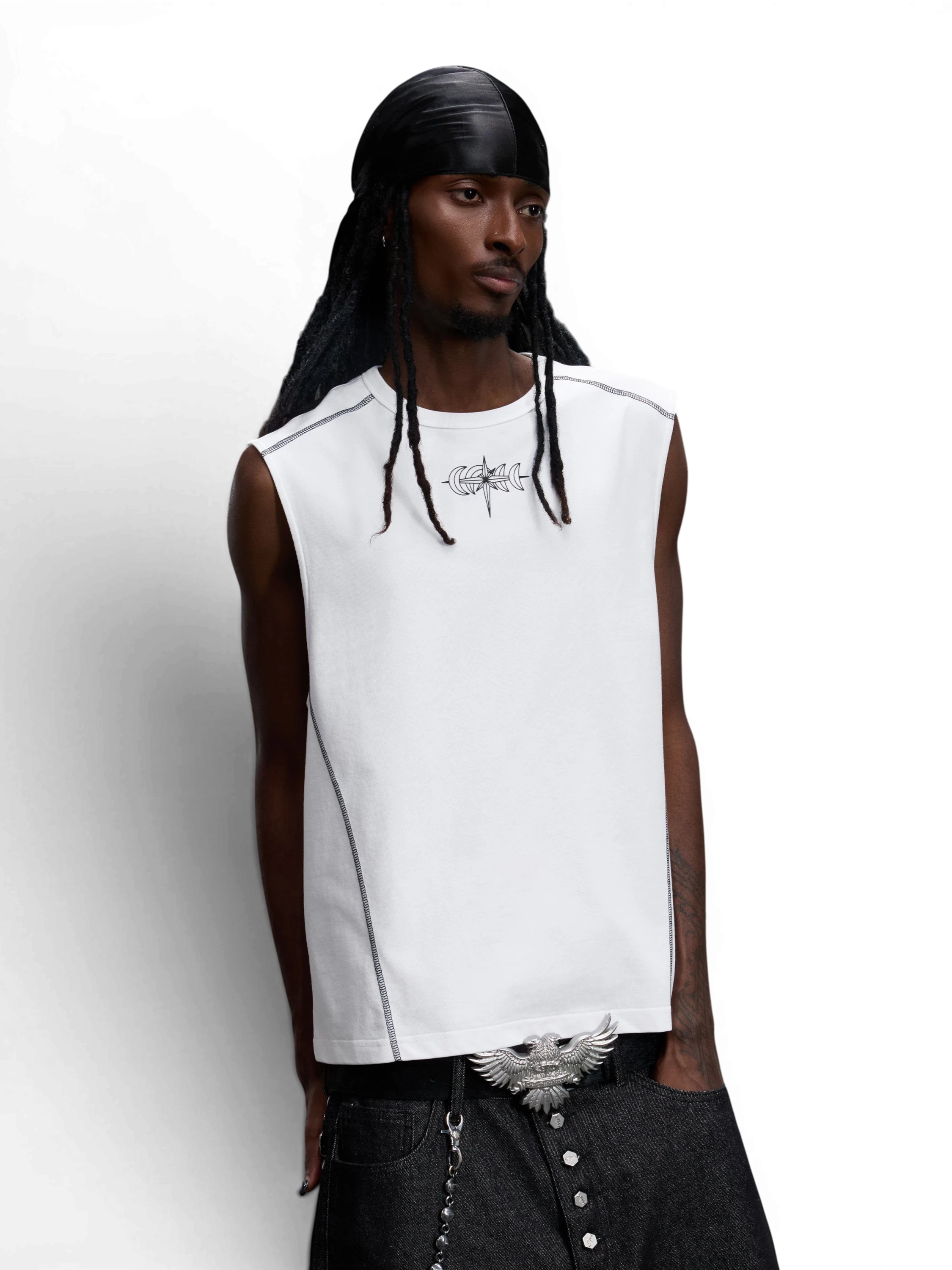 TBHNP Luminous Dawn double-headed eagle sleeveless cotton tee — men's streetwear tank top