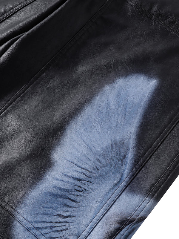 LUMINOUS DAWN KNIGHT&PEGASUS PRINTED LEATHER PANTS