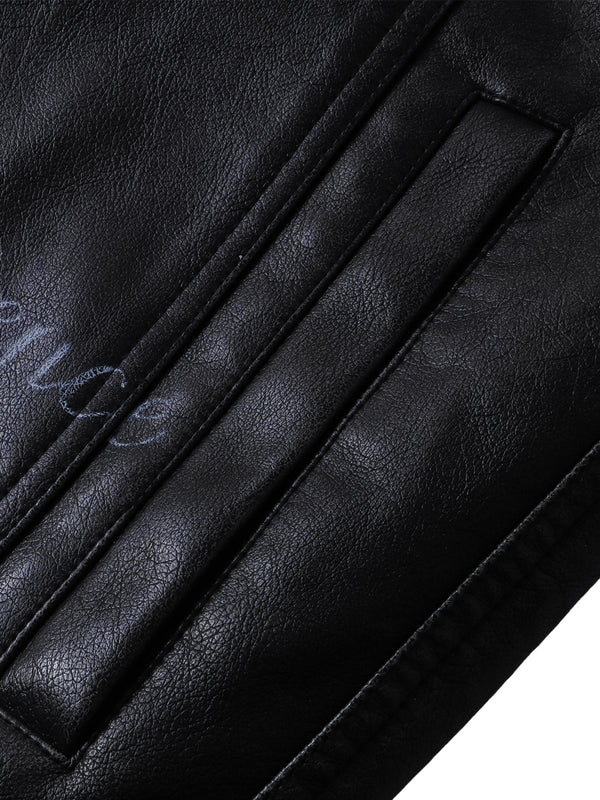 LUMINOUS DAWN KNIGHT&PEGASUS PRINTED LEATHER JACKET