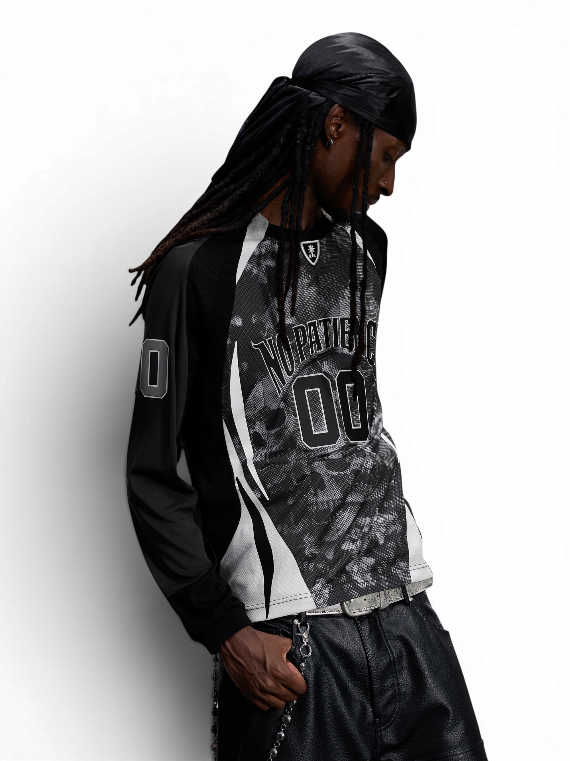 TBHNP Luminous Dawn evil bat skull-camo football jersey, dark grey — men's streetwear jersey