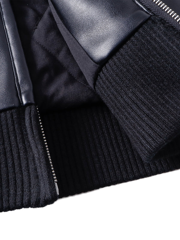 LUMINOUS DAWN RHINESTONE LEATHER PATCH HOODED ZIP JACKET