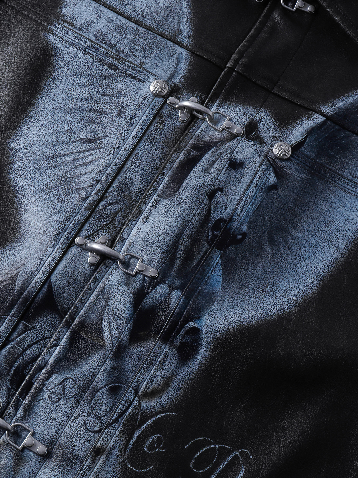 LUMINOUS DAWN KNIGHT&PEGASUS PRINTED LEATHER JACKET