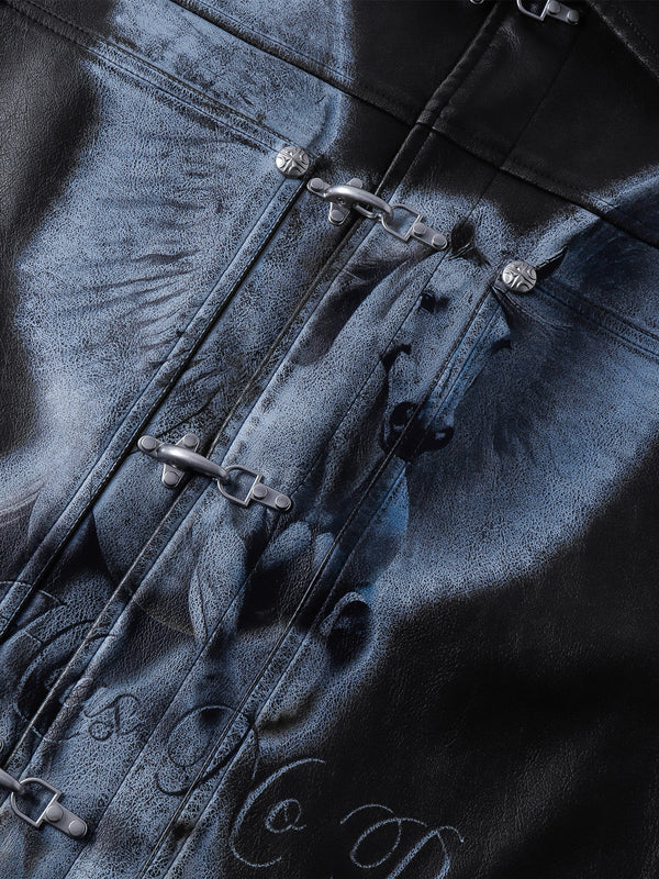 LUMINOUS DAWN KNIGHT&PEGASUS PRINTED LEATHER JACKET
