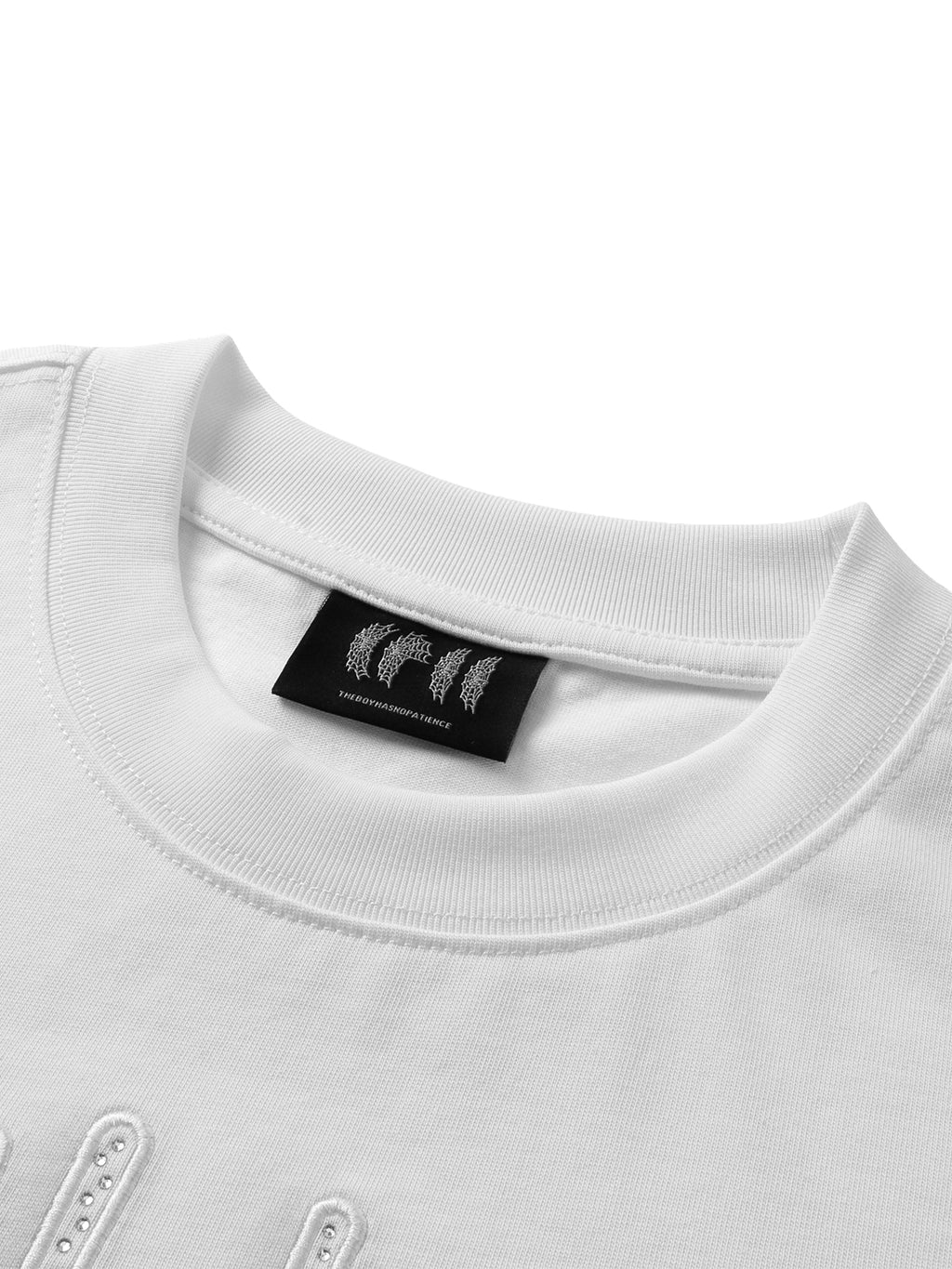 LUMINOUS DAWN STAR EMBROIDERY PATCH&RHINESTONE S/S TEE
