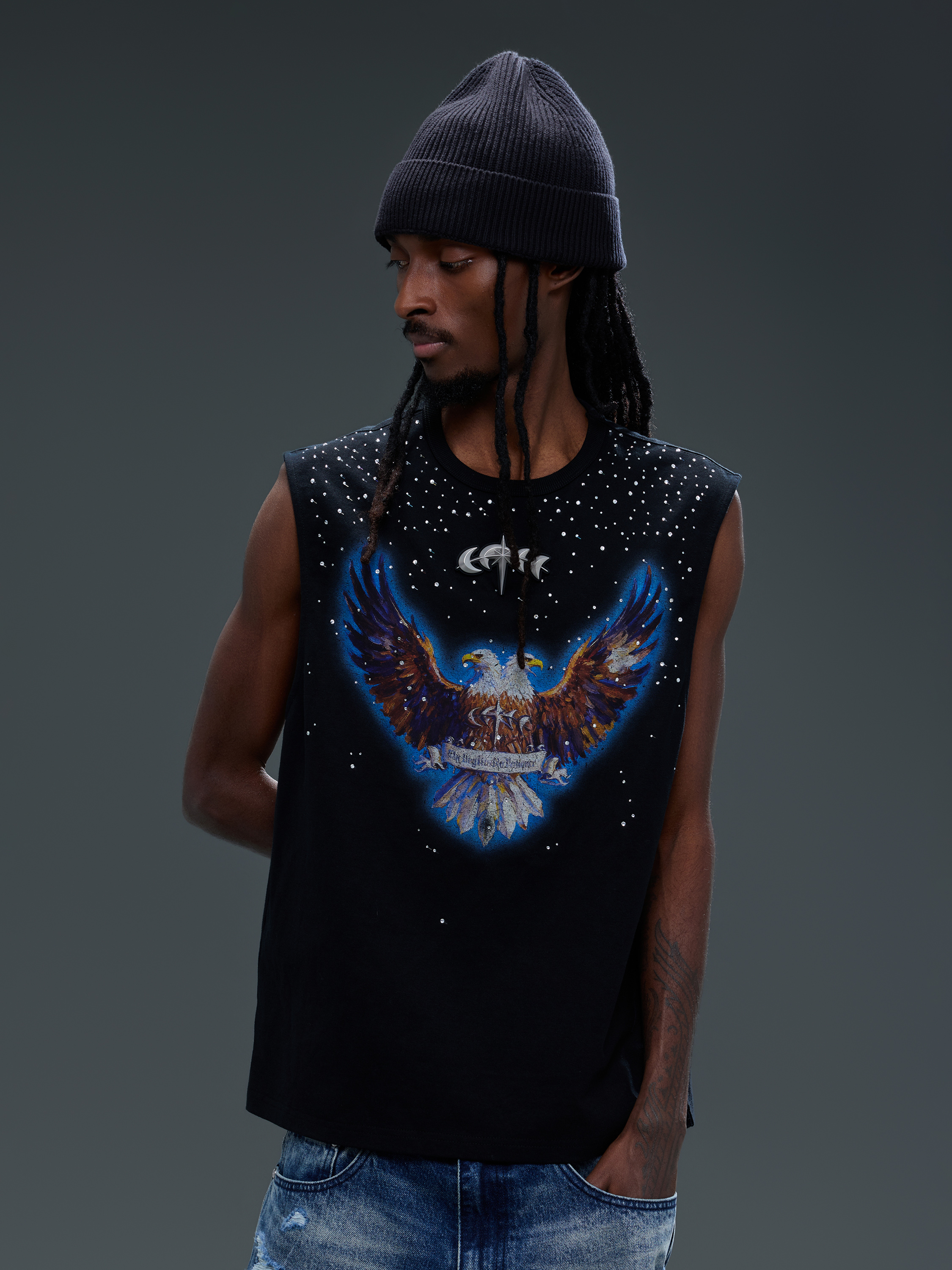 LUMINOUS DAWN DOUBLE-HEADED EAGLE RHINESTONE VEST
