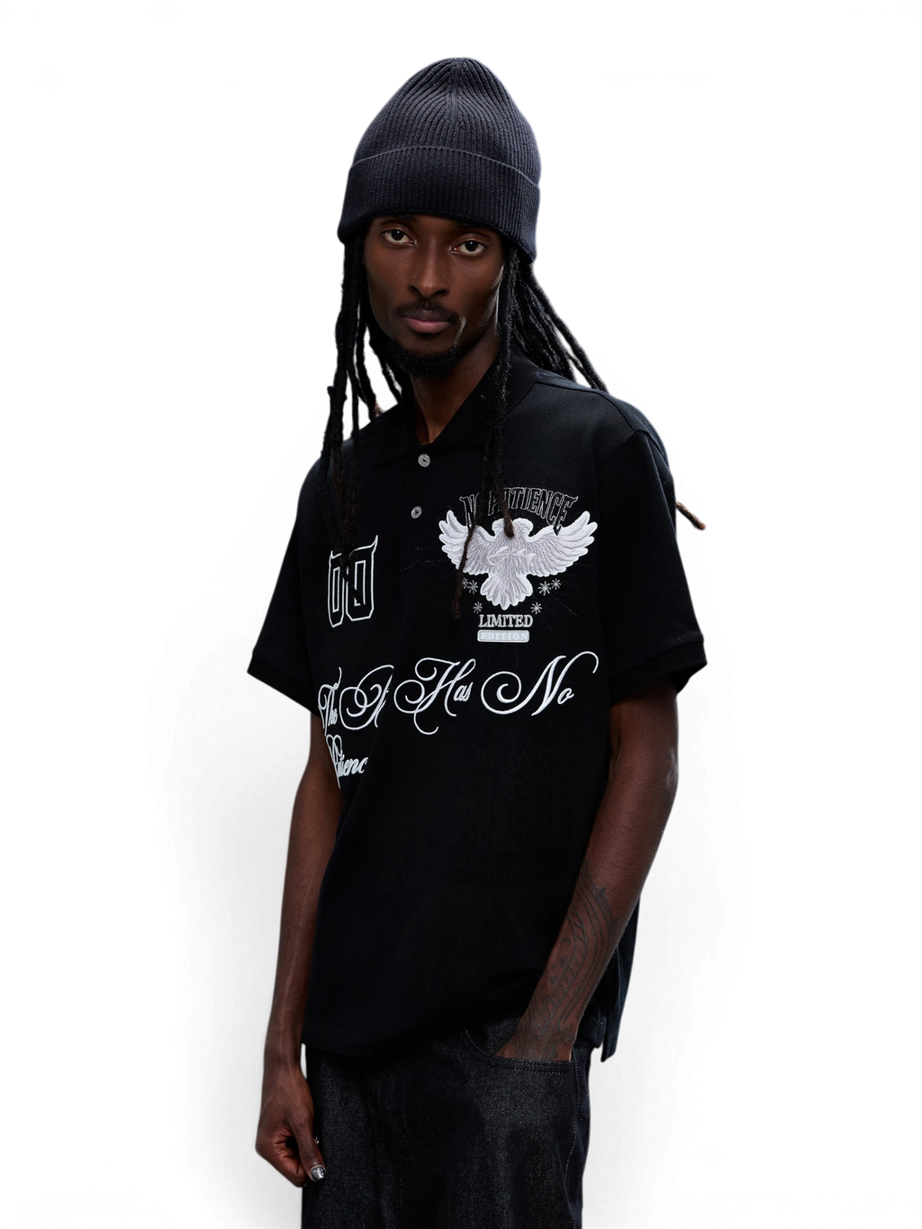 LUMINOUS DAWN DOUBLE-HEADED EAGLE EMBROIDERED POLO