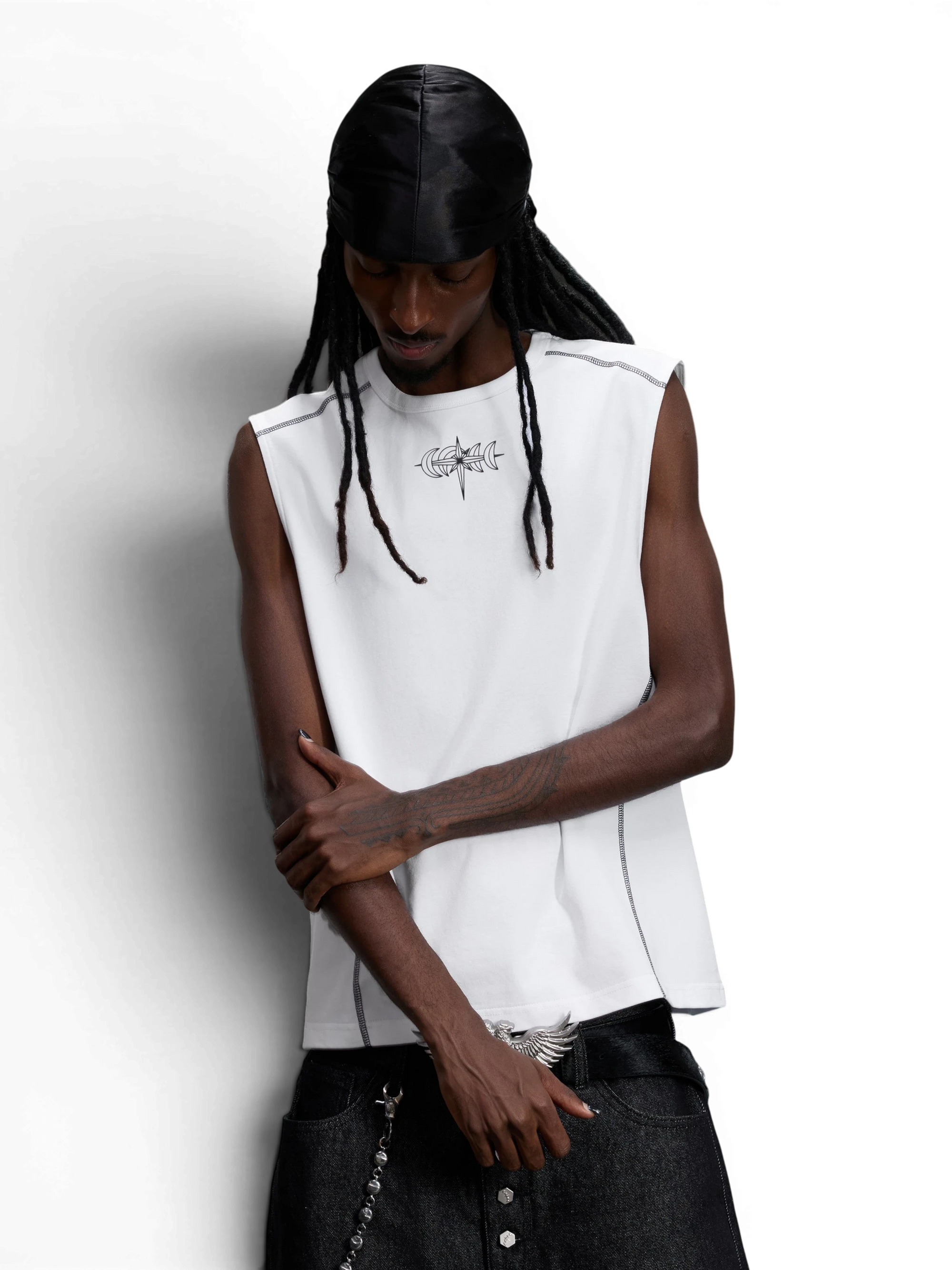 TBHNP Luminous Dawn double-headed eagle sleeveless cotton tee — men's streetwear tank top