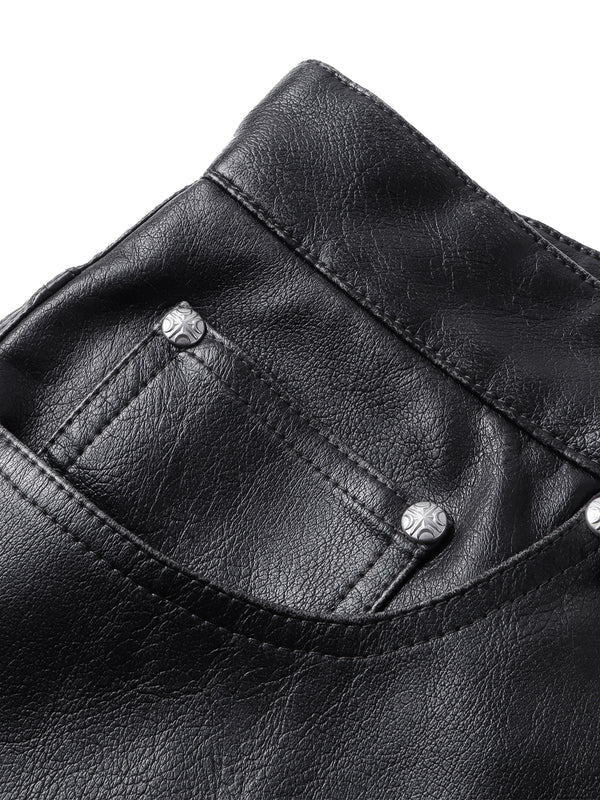 LUMINOUS DAWN KNIGHT&PEGASUS PRINTED LEATHER PANTS