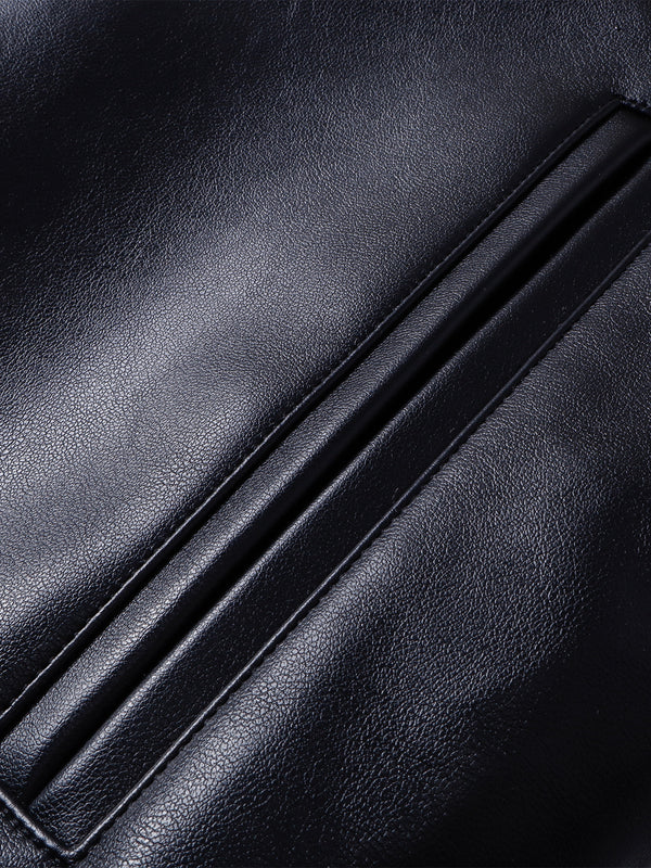 LUMINOUS DAWN RHINESTONE LEATHER PATCH HOODED ZIP JACKET