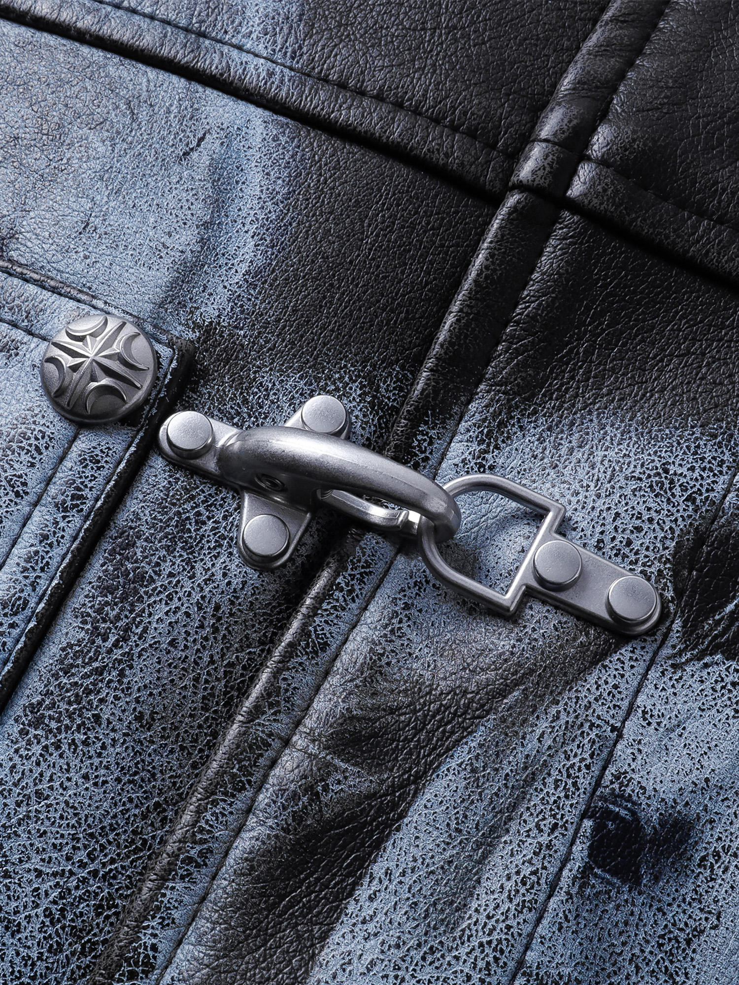 LUMINOUS DAWN KNIGHT&PEGASUS PRINTED LEATHER JACKET