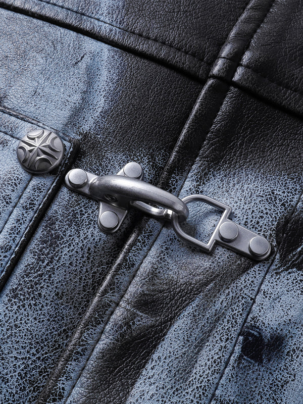 LUMINOUS DAWN KNIGHT&PEGASUS PRINTED LEATHER JACKET