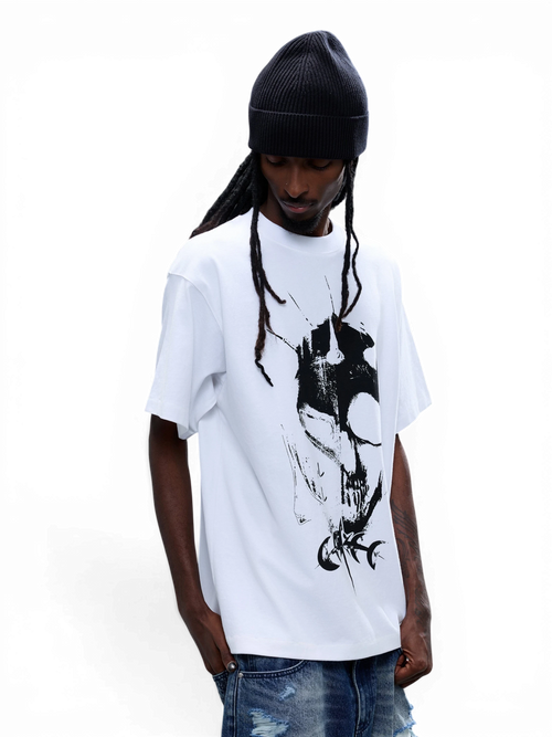 TBHNP Luminous Dawn ghost and knight distressed cotton t-shirt — men's streetwear graphic tee