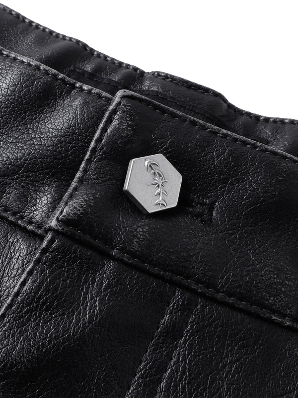 LUMINOUS DAWN KNIGHT&PEGASUS PRINTED LEATHER PANTS