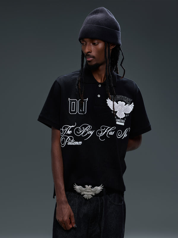 LUMINOUS DAWN DOUBLE-HEADED EAGLE EMBROIDERED POLO SHIRT