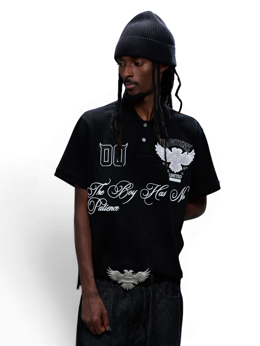 TBHNP Luminous Dawn double-headed eagle embroidered polo shirt — men's streetwear polo