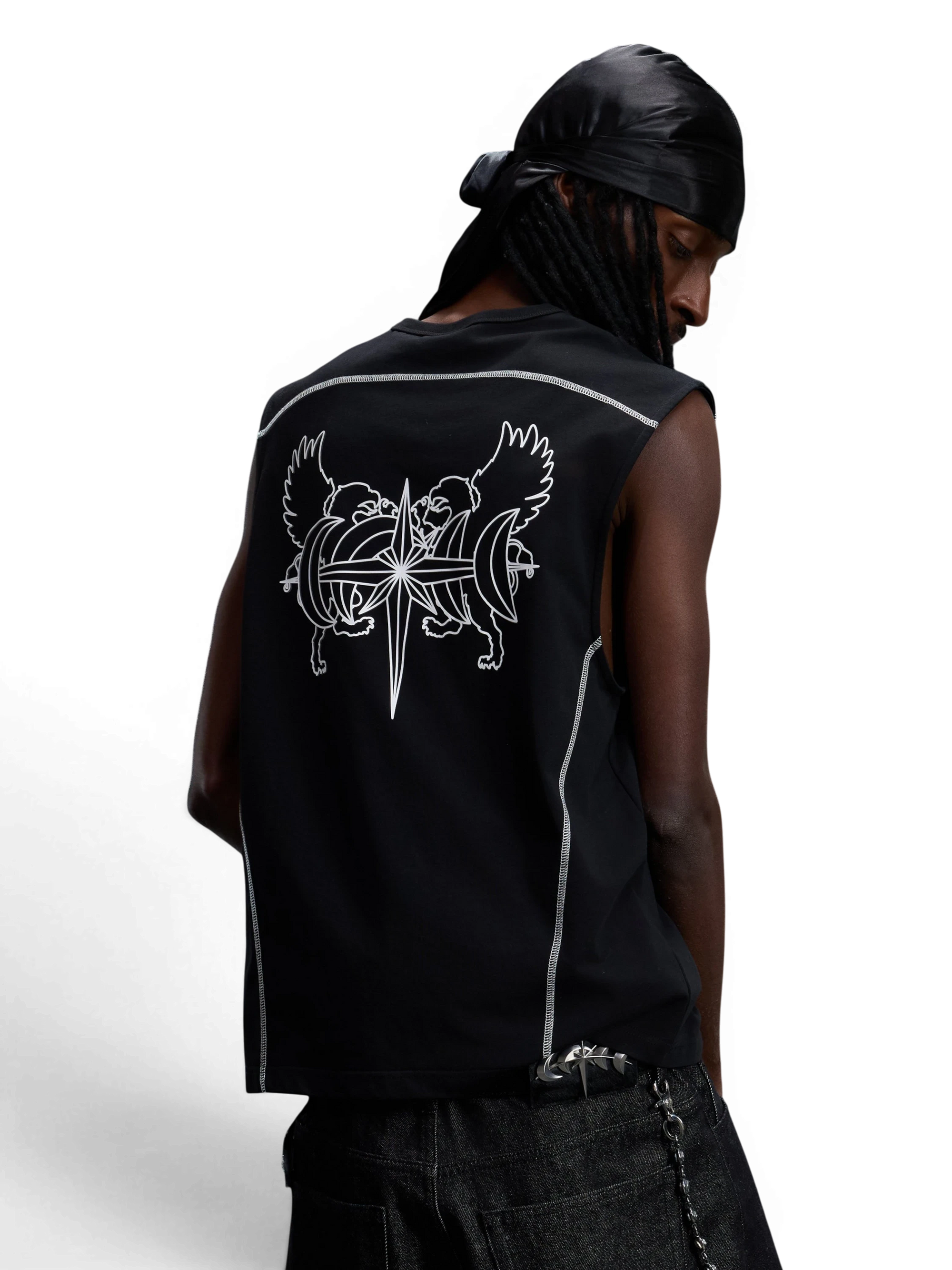 TBHNP Luminous Dawn double-headed eagle sleeveless cotton tee — men's streetwear tank top
