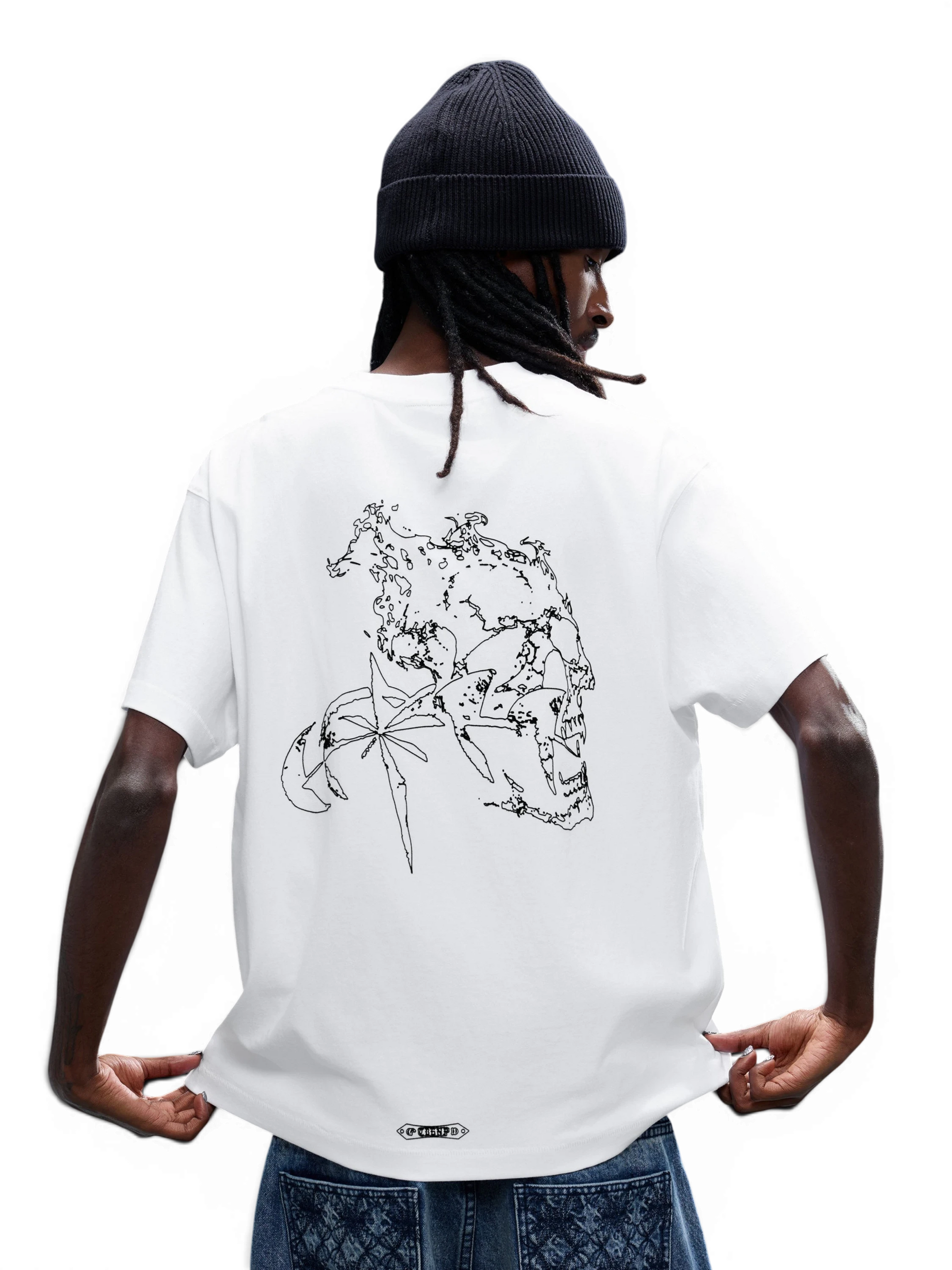 TBHNP Luminous Dawn specter flocked logo cotton t-shirt — men's streetwear graphic tee