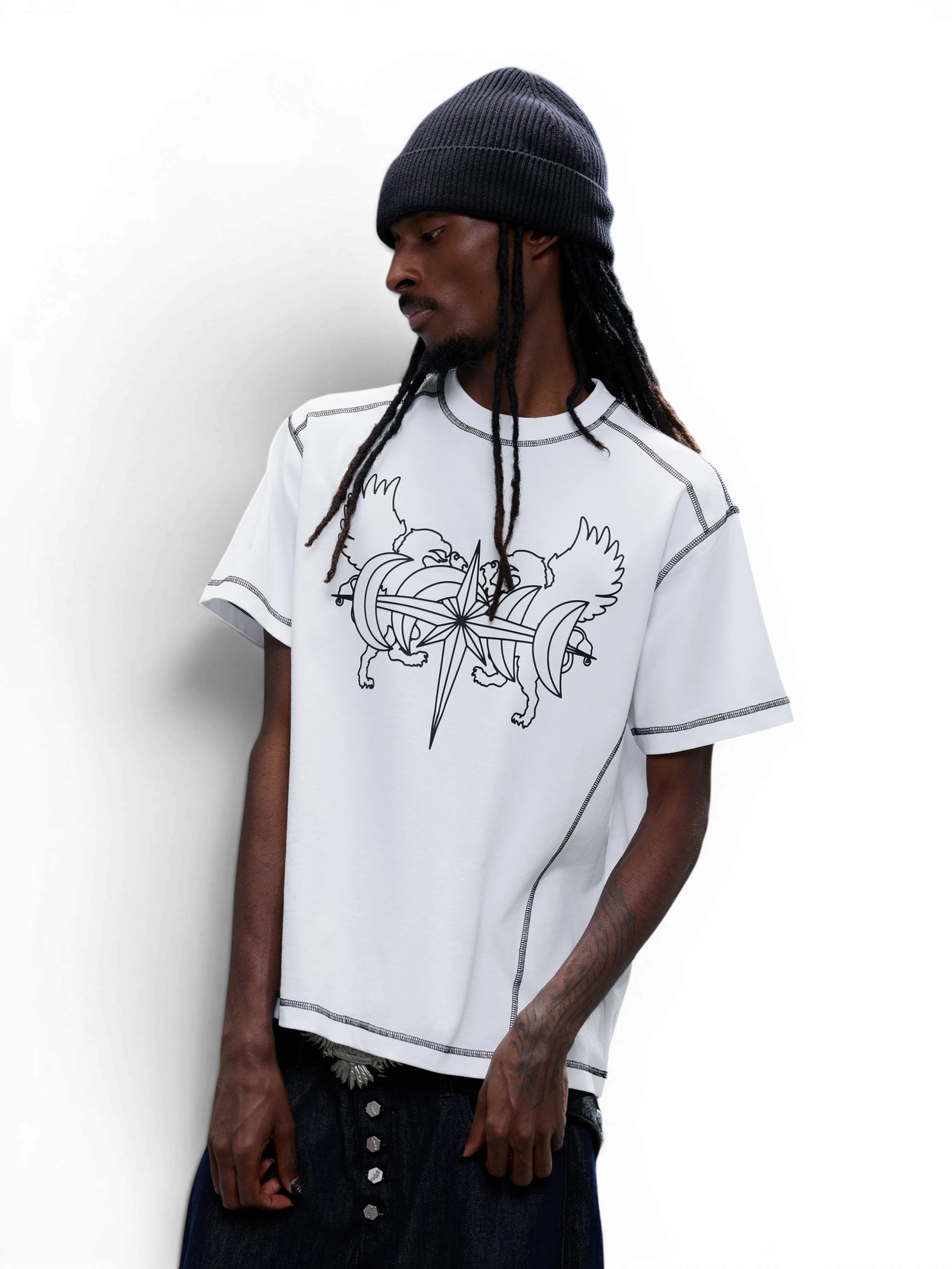 TBHNP Luminous Dawn double-headed eagle cotton t-shirt — men's streetwear graphic tee