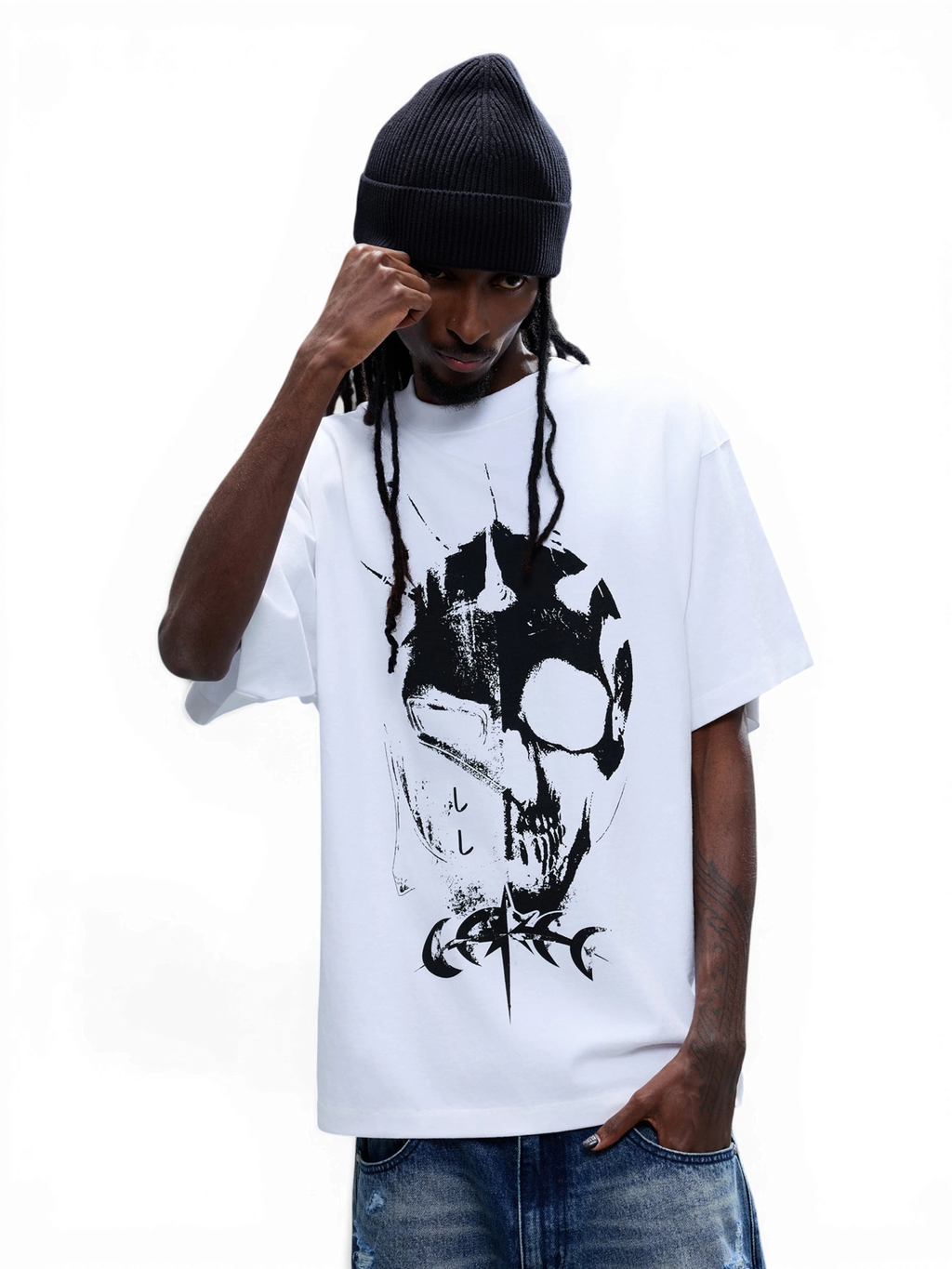 LUMINOUS DAWN GHOST & KNIGHT DISTRESSED T-SHIRT